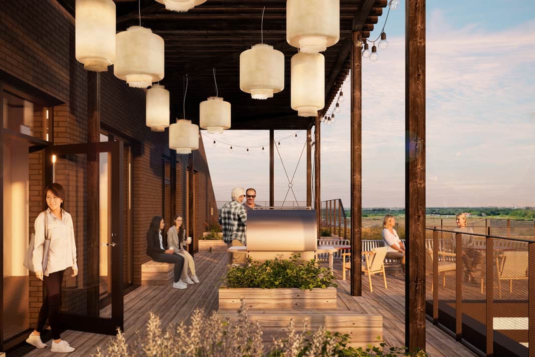 Rendering på takterrass.