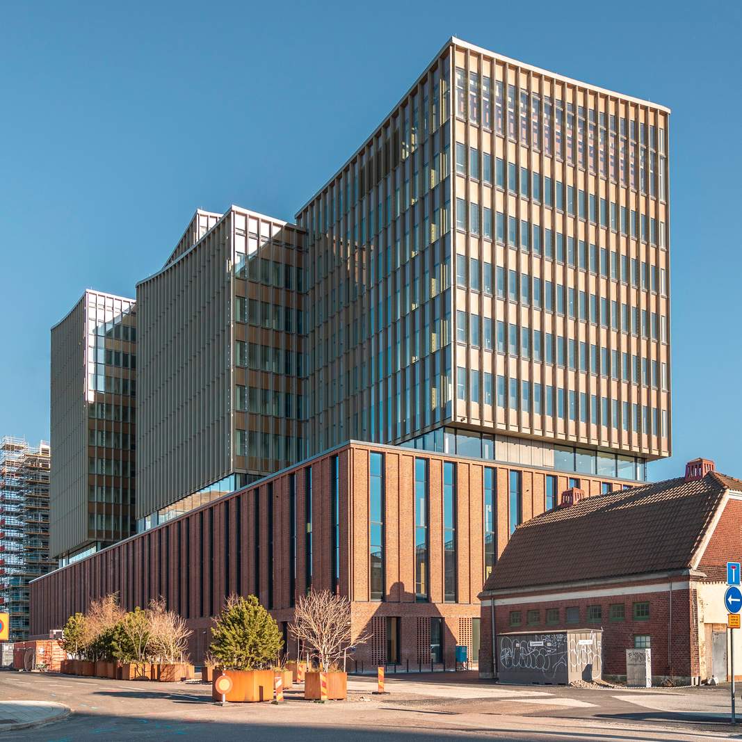 Visionsbild med vy över fastigheten från Carlsgatan.