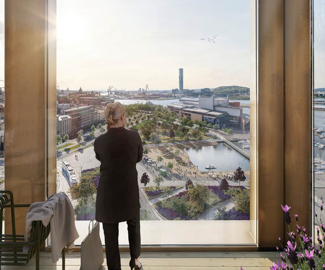 Vy mot Noon från Lilla Bommen, småbåtshamnen