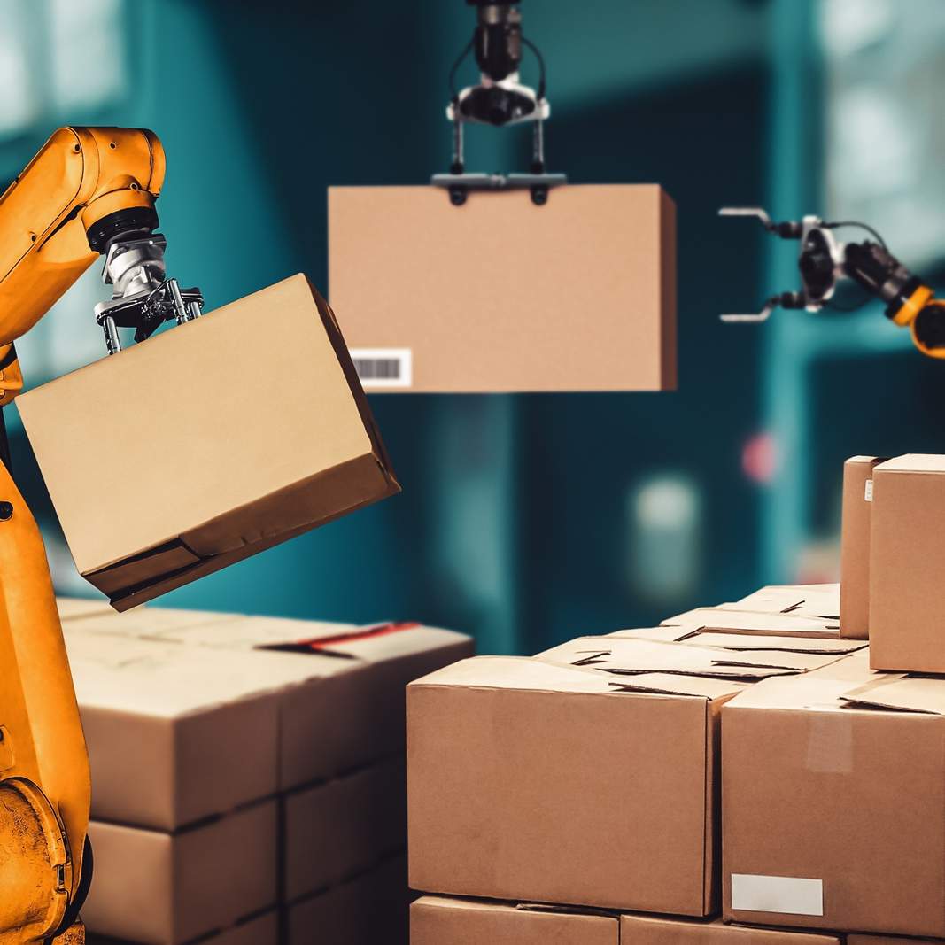 Robotar griper i paket