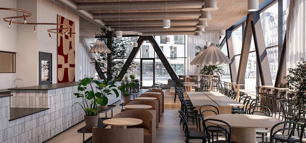 Rendering på restaurang och bageri