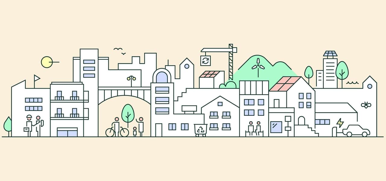 Illustration av den Hållbara staden.