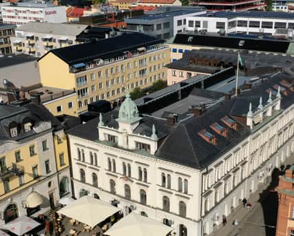 Vy över torg i Uppsala