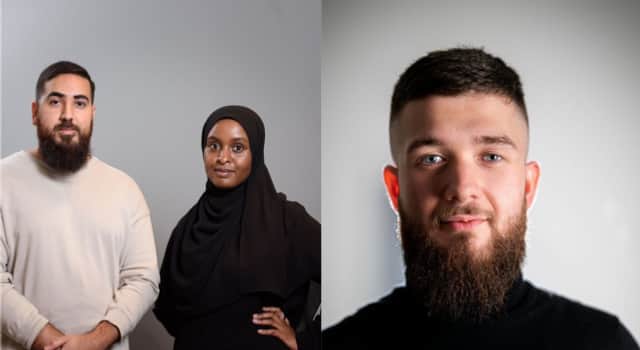 Grundarna Adnan och Deqa till vänster, verksamhetsutvecklaren Hasti till höger.