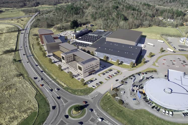 Översiktsbild och visualisering av verksamhetsområdet Kungsbacka Norra Entré