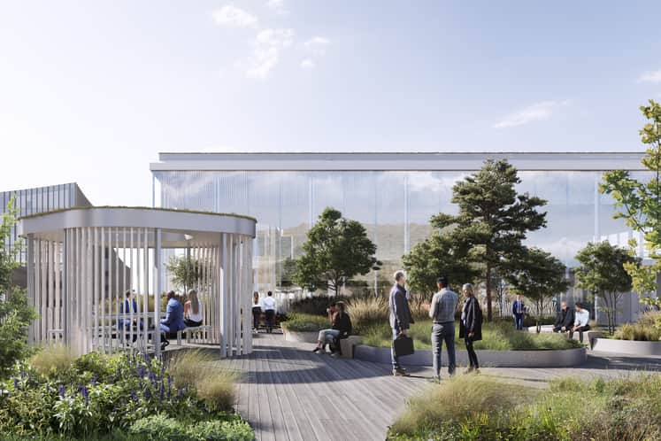 Visionsbild av takterrass på 7stjärnan.