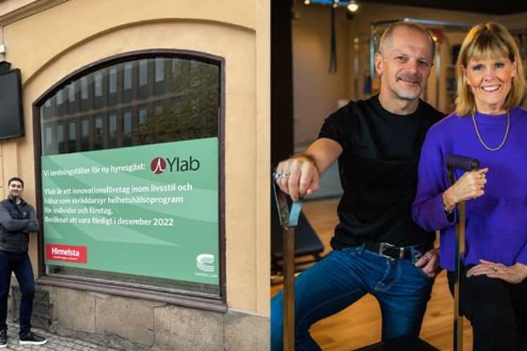 Kollage med skyltfönster och företagets grundare.