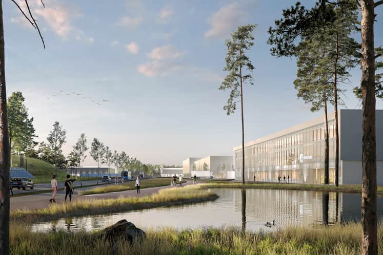 Renderad översiktsvy Nordic Hub Säve