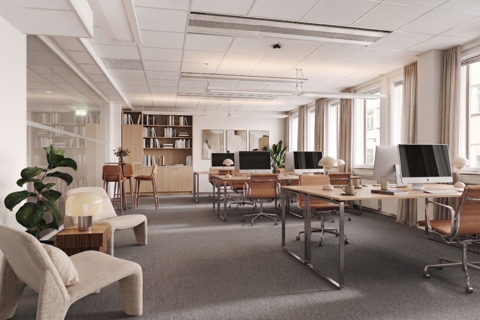 Ljust kontor med moderna installationer bild 1