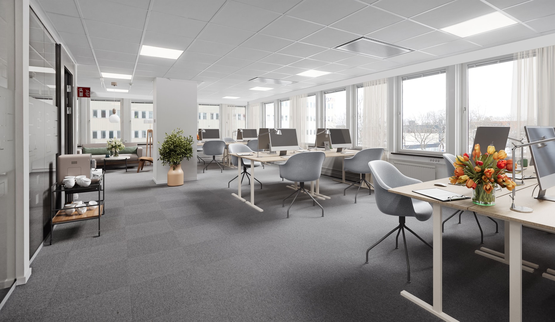 Ljust och stort kontor med öppen planlösning i Mariehäll! bild 1