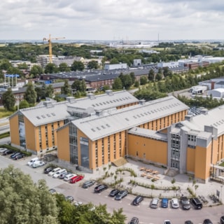 Drönarbild över Castellums fastighet i Lund.
