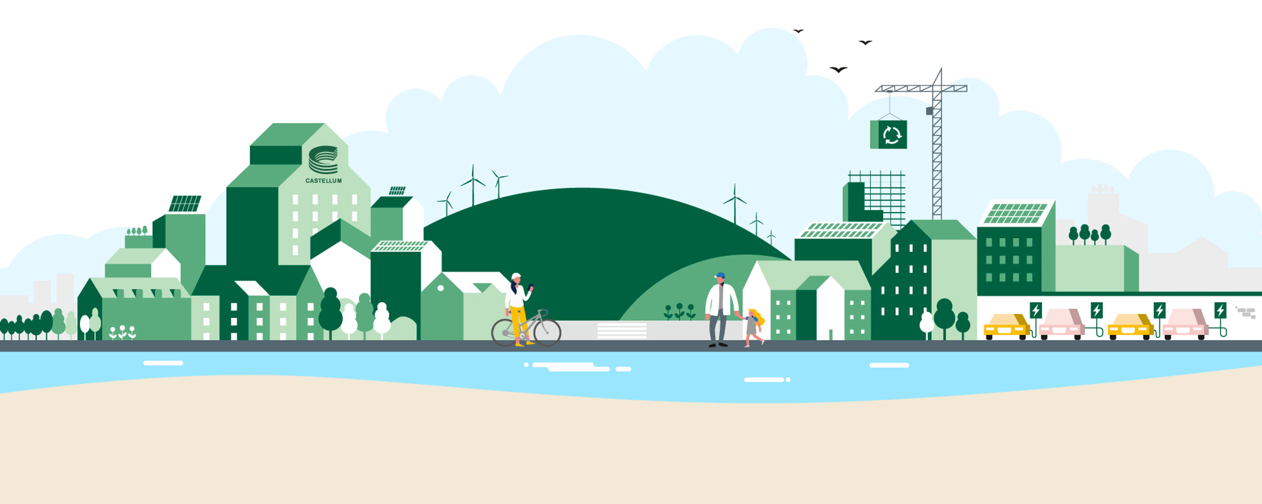 Illustration av den Hållbara staden.