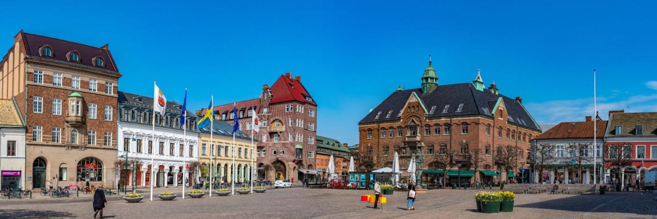 Vy över Stortorget i centrala Lund.