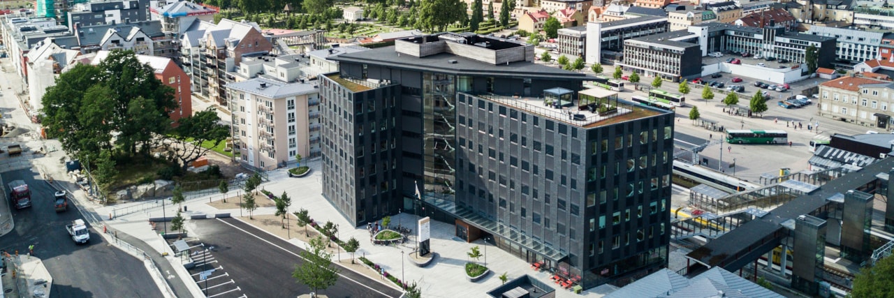 Vy över centrala Växjö.