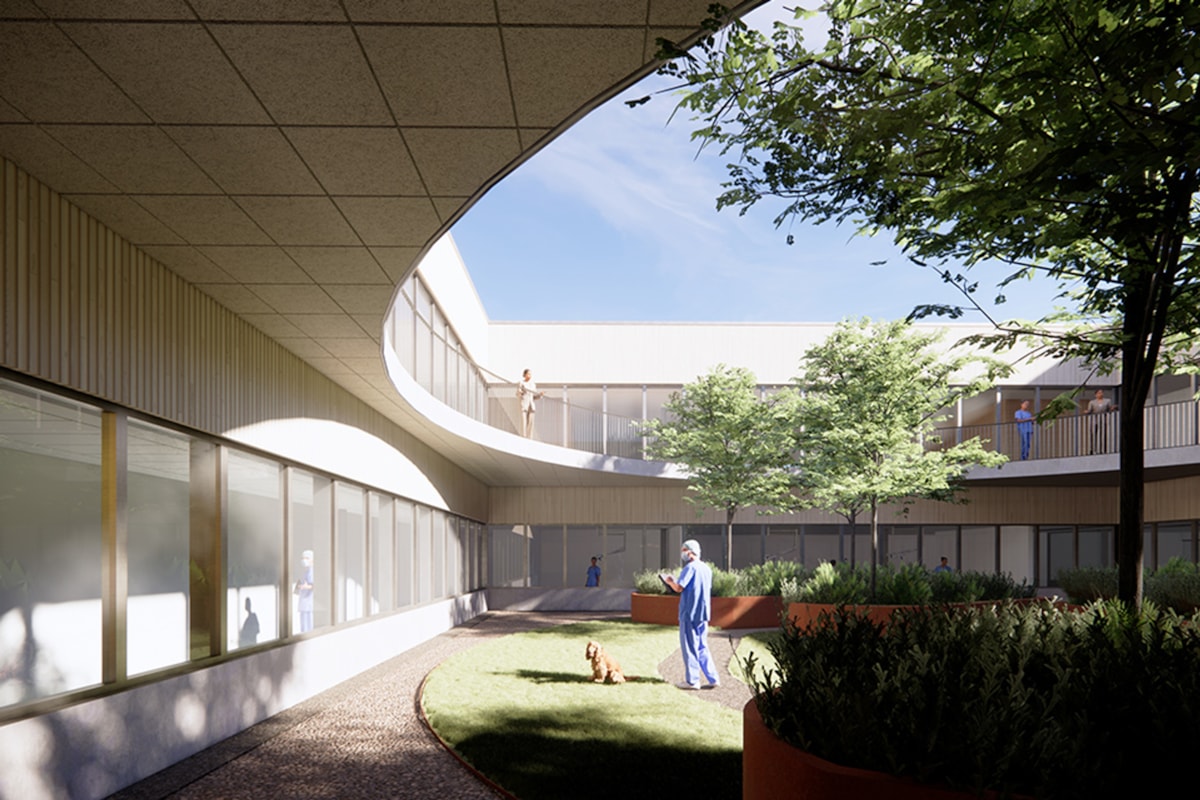 Visualisering av innergårdsmijö.