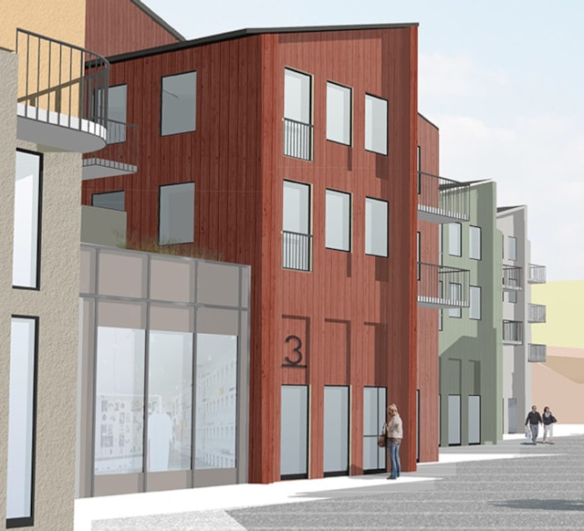 Rendering över fastigheter i området.