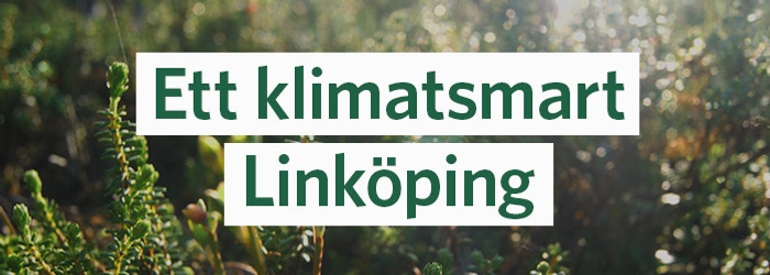 Grön bild med texten Ett klimatsmart Linköping.