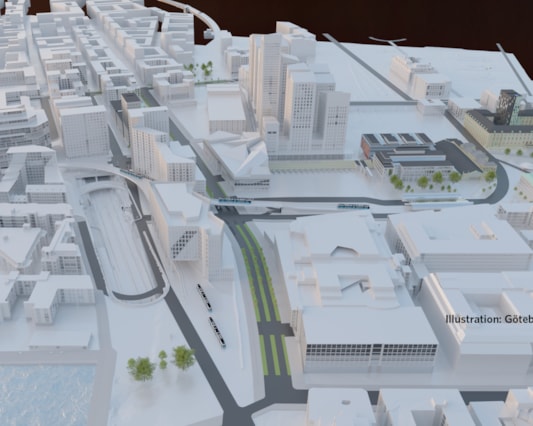 Arkitektmodell av området.