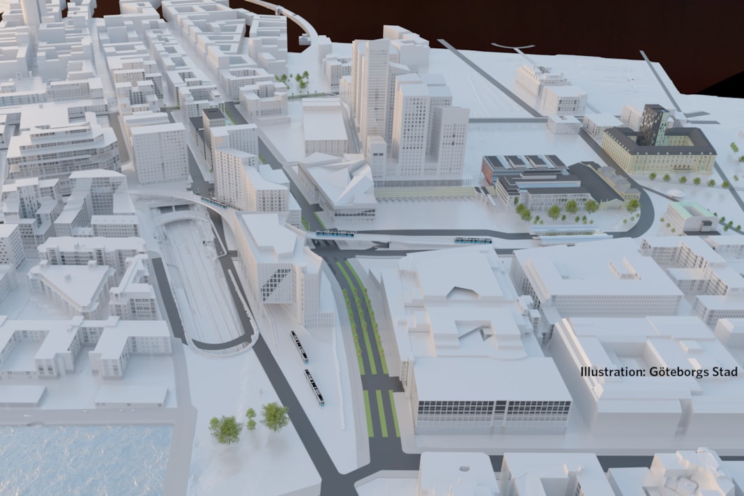 Arkitektmodell av området.