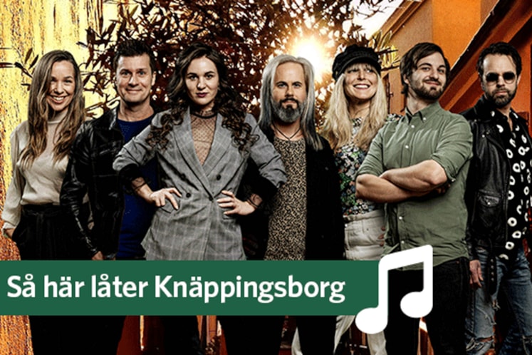 Gruppbild med musiker och texten Så här låter Knäppingsborg.