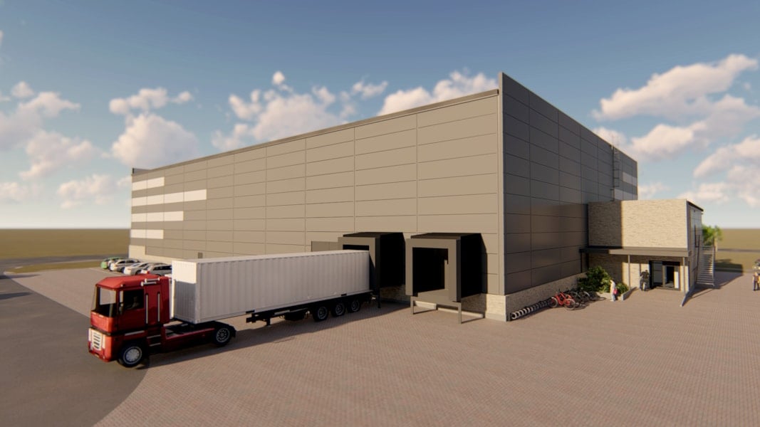 visionsbild logistiklokal med lastbil