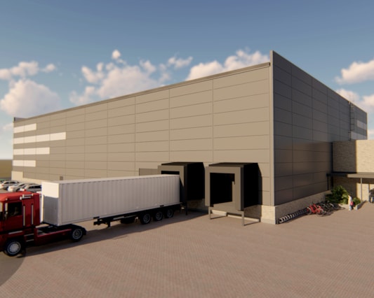 visionsbild logistiklokal med lastbil