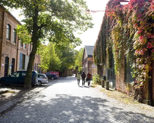 vy över gata i Kopparlunden