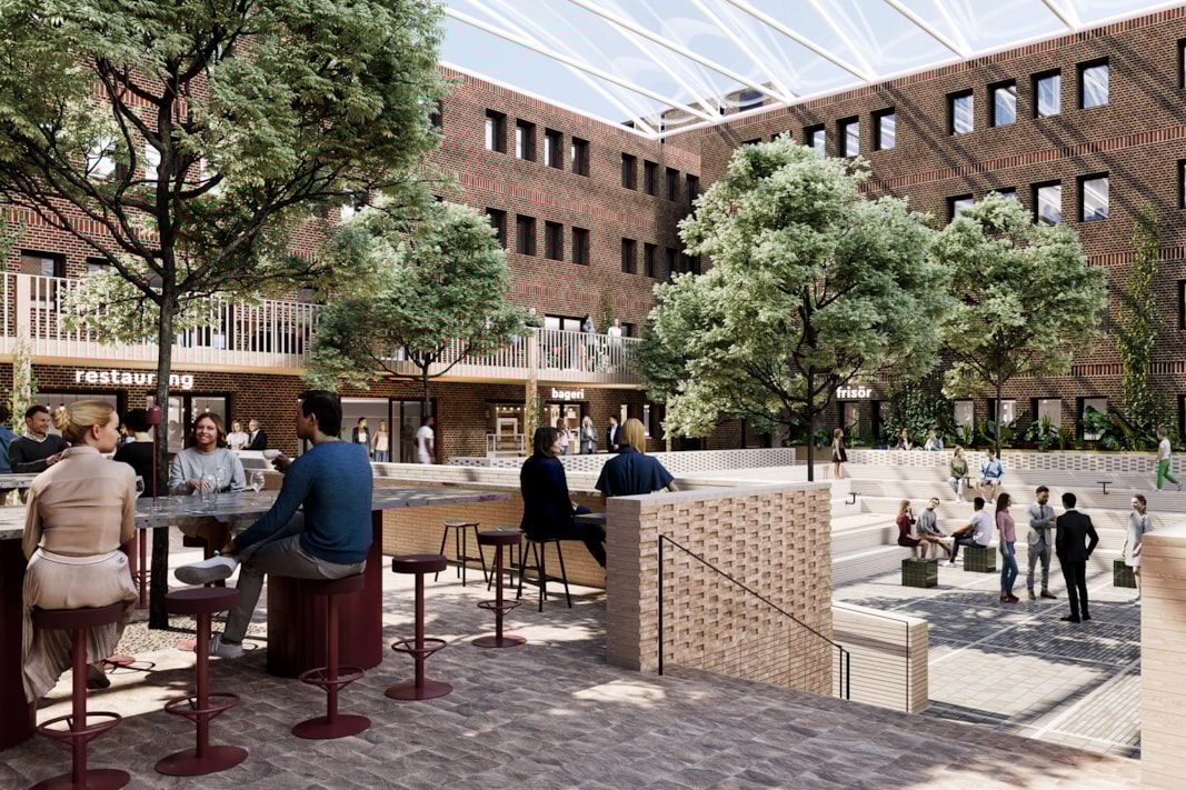 Visionsbild över torget på innergården 